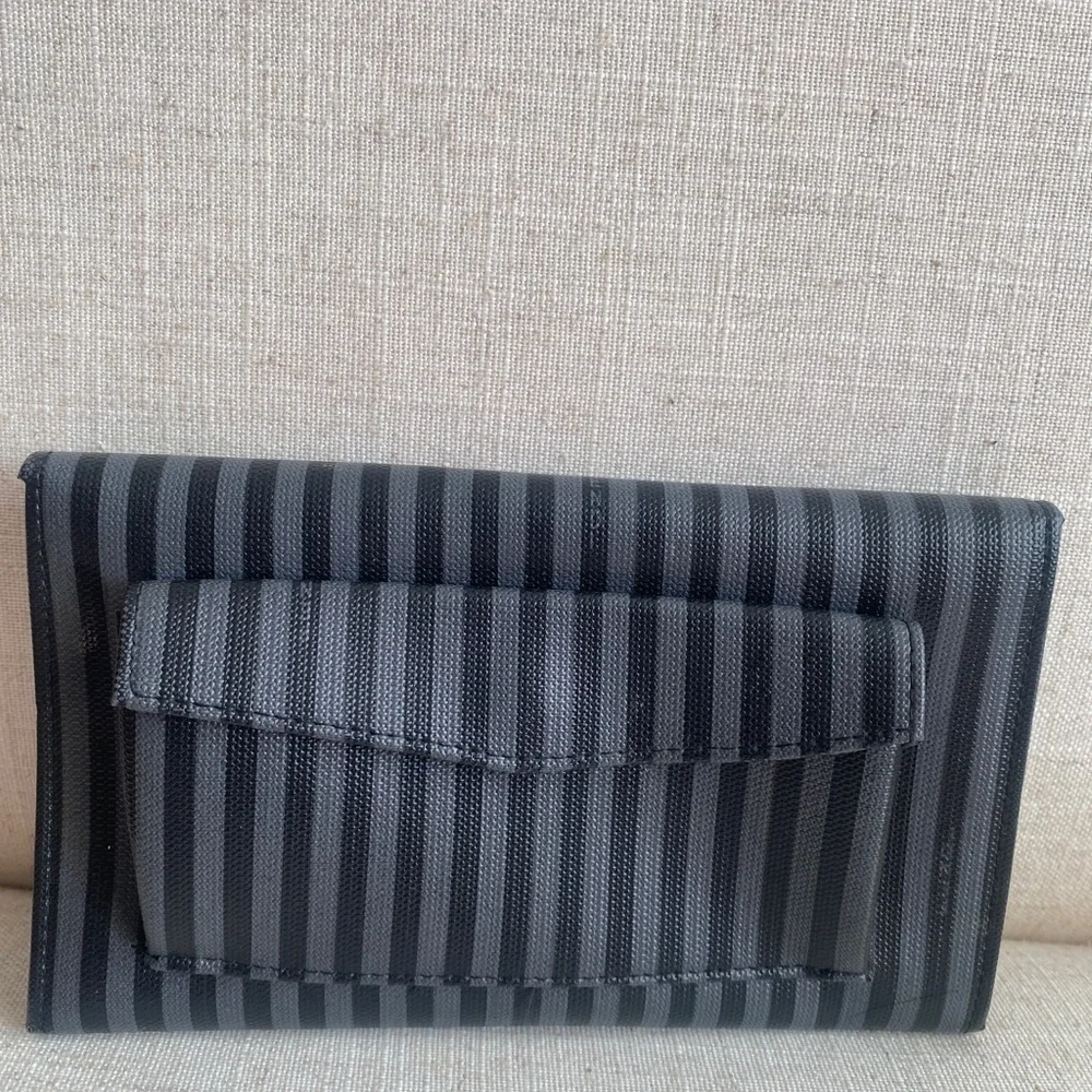 EUC Fendi Wallet Grey and Black Authentic with Stripes